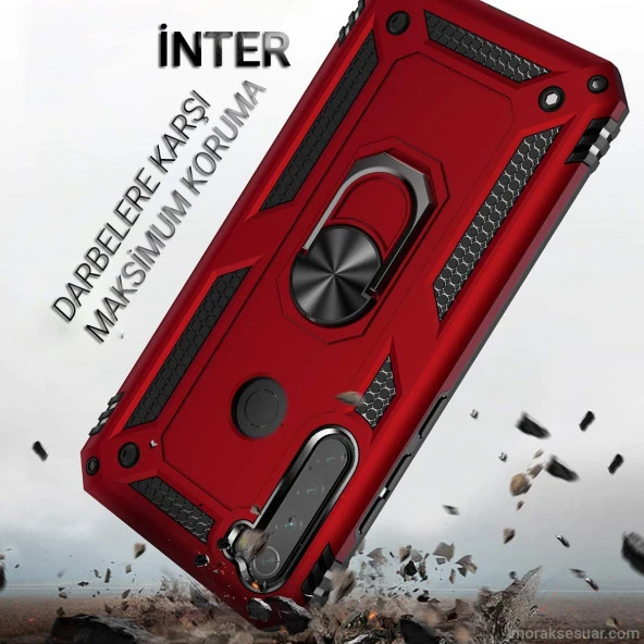 Xiaomi Redmi Note 8 Kılıf Yüzüklü Standlı Tank Zırh Silikon - 7