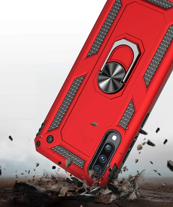 Samsung Galaxy A70 Kılıf Yüzüklü Standlı Tank Zırh Silikon - 10