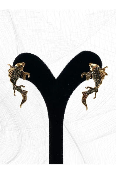 Turkuaz Taşlı Balık Figür Küpe - Resim 12