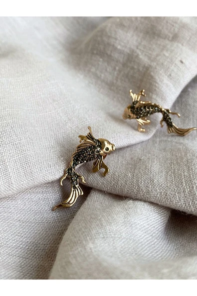 Turkuaz Taşlı Balık Figür Küpe - Resim 11