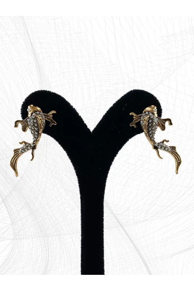 Turkuaz Taşlı Balık Figür Küpe - Resim 5