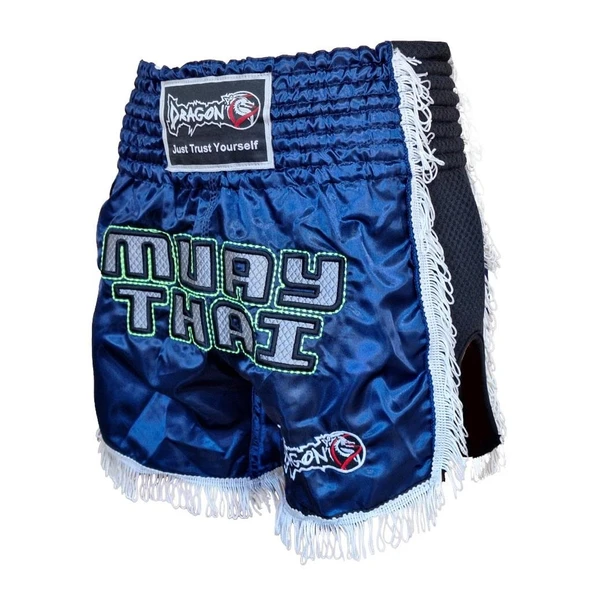 DragonDo MT3020 Apache Muaythai Şortu Lacivert Püsküllü Nakışlı Muay Thai Şortu - 3