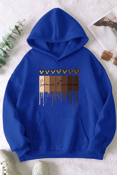 Leopar Kalp Baskılı Oversize Sweatshirt - 7