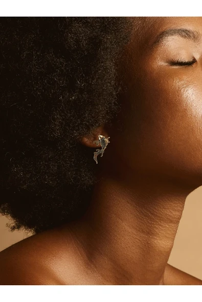 Turkuaz Taşlı Balık Figür Küpe - Resim 9