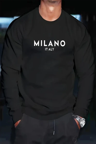 Milano Baskılı Oversize Sweatshirt - Resim 3