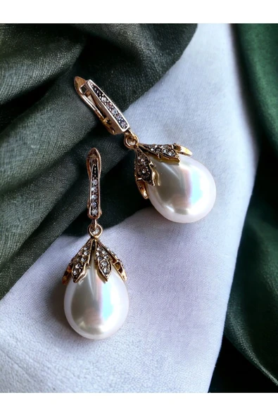 Zirkon Taşlı Mayorka Inci Küpe - Resim 9