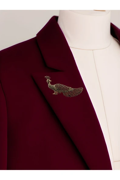 Yakut Elmas Montür Tavuskuşu Broş - 2