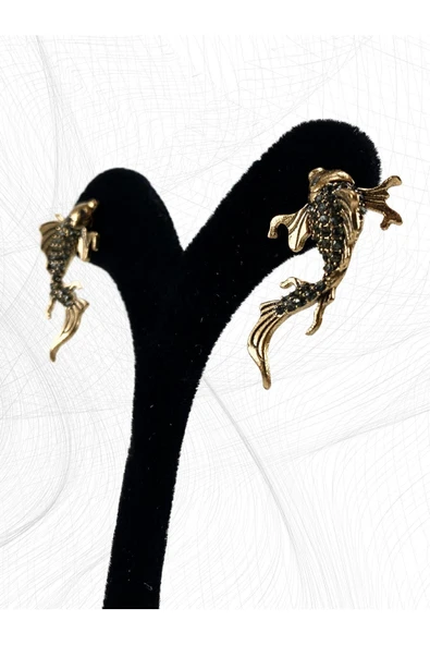 Turkuaz Taşlı Balık Figür Küpe - Resim 10