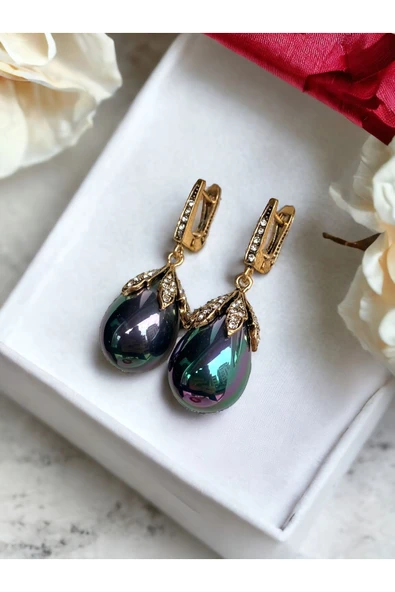 Zirkon Taşlı Mayorka Inci Küpe - Resim 2