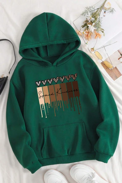 Leopar Kalp Baskılı Oversize Sweatshirt - 11