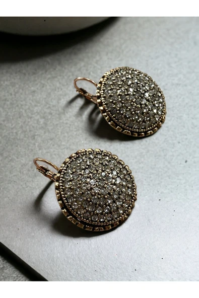 Zirkon Taşlı Daire Küpe - Resim 2