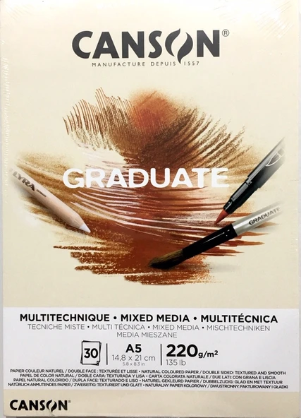 Canson Graduate Mixed Media A5 220 g 30 Yaprak