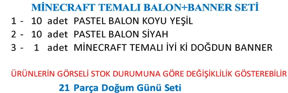 MİNECRAFT TEMALI BALON+BANNER SETİ - Resim 3