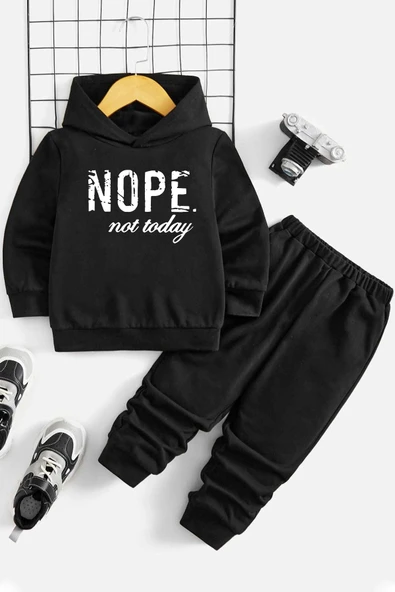 Çocuk Nope Baskılı Eşofman Takımı - Resim 9