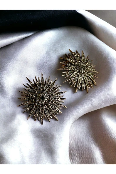 İnci İşlemeli Deniz Kestanesi Küpe - Resim 3