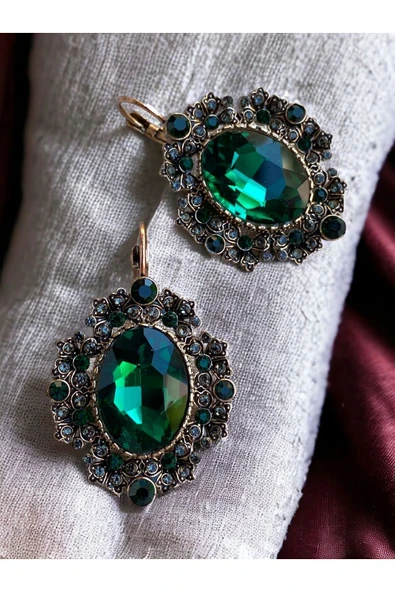 Yakut Kırmızı Zirkon Taşlı Küpe - 6