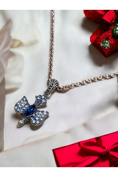 Zümrüt Yeşil Kristal Taşlı Kırlangıç Figürü Kolye - Resim 10