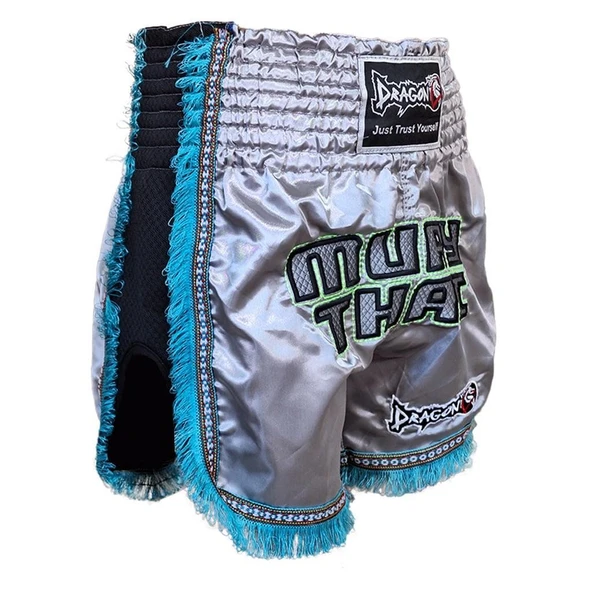 DragonDo MT3020 Apache Muaythai Şortu Gri Püsküllü Şort Nakışlı Muay Thai Şortu - 2