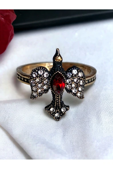 Kristal Taşlı Kırlangıç Figür Yüzük - 8