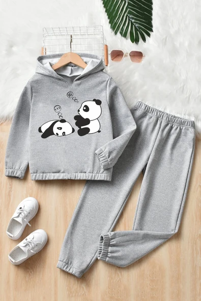 Çocuk Sleep Panda Baskılı Eşofman Takımı - 5