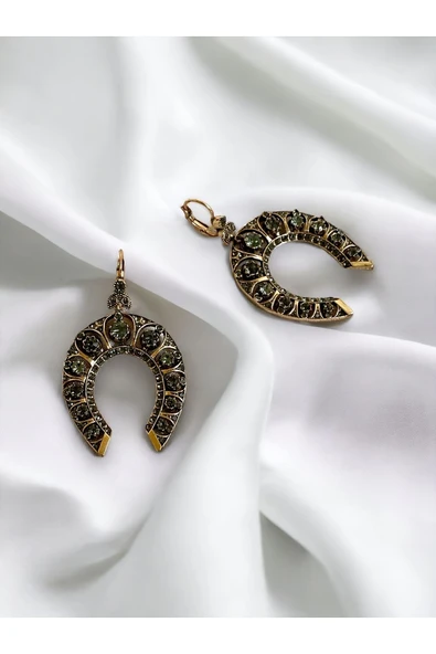 Kristal Taşlı Nal Figürlü Küpe - Resim 8