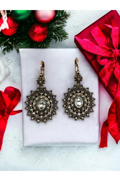 Kristal Taşlı Güneş Küpe - 6