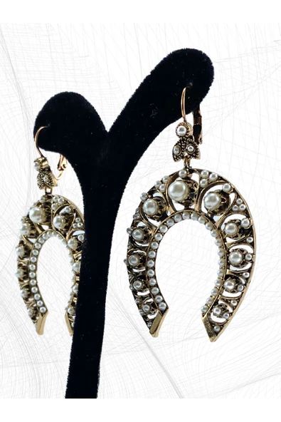 Kristal Taşlı Nal Figürlü Küpe - Resim 7