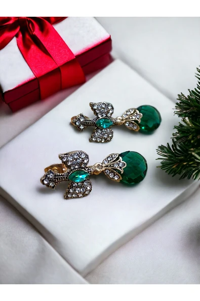 Kedi Gözü Kristal Taş Sallantılı Kırlangıç Figürü Küpe - Resim 4