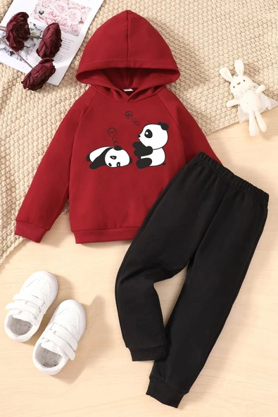 Çocuk Sleep Panda Baskılı Eşofman Takımı - 3