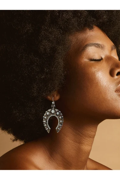 Kristal Taşlı Nal Figürlü Küpe - Resim 6