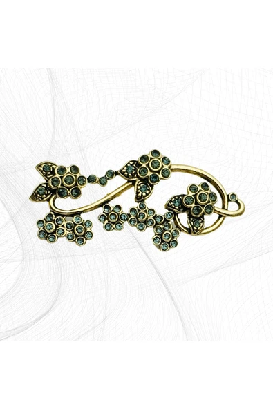 Çiçek Dalı Elmas Montur Broş - 7