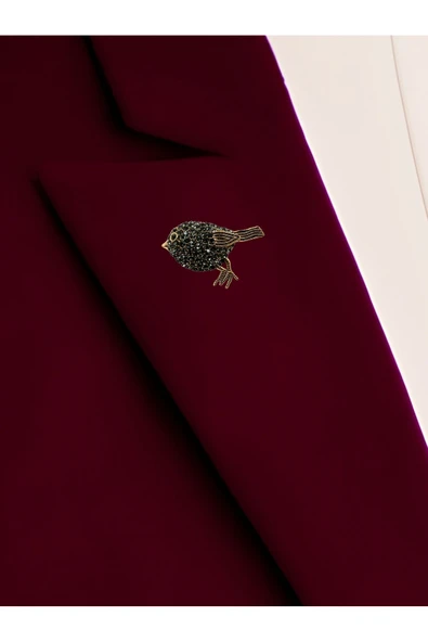 Kristal Taşlı Kuş Broş - 6