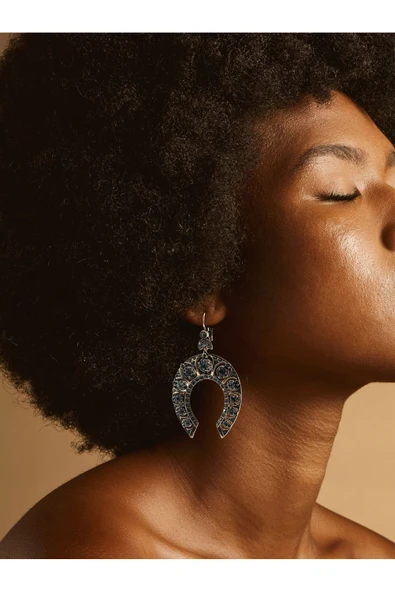 Kristal Taşlı Nal Figürlü Küpe - Resim 9