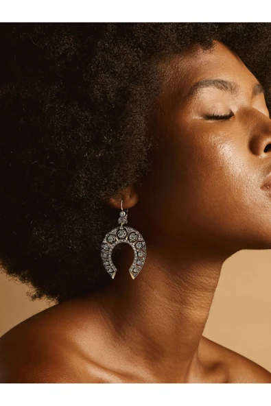 Kristal Taşlı Nal Figürlü Küpe - Resim 2