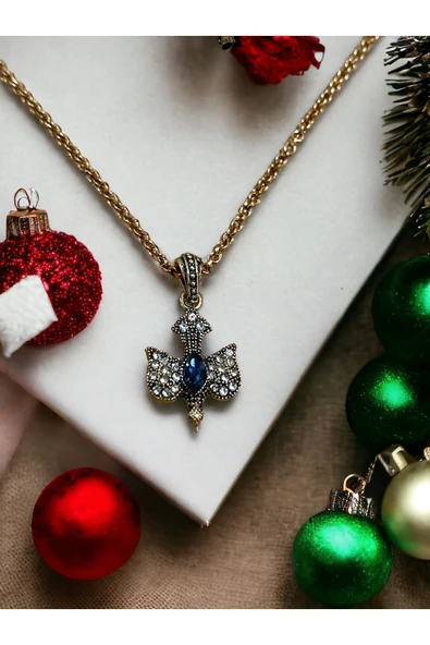 Zümrüt Yeşil Kristal Taşlı Kırlangıç Figürü Kolye - Resim 9