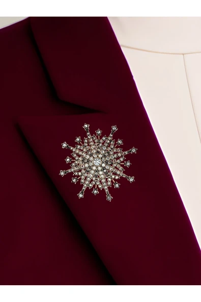 Kristal Taşlı Kar Tanesi Broş - 3