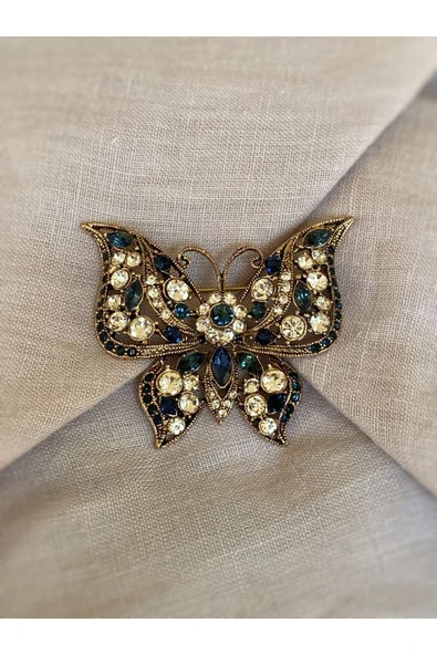 Yakut Swarosvki Taşlı Kelebek Broş - 9
