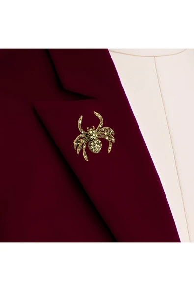 Inci Işlemeli Örümcek Motif Broş - 8
