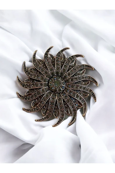 Kristal Taşlı Çarkıfelek Sultan Broş - 2