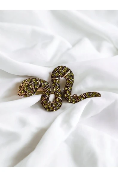 Black Diamond Swarovski Taşlı Yılan Broş - Resim 6