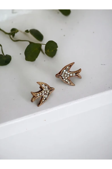 Kristal Taşlı Kırlangıç Figür Küpe ürün görseli