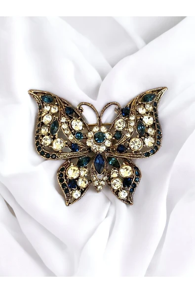 Yakut Swarosvki Taşlı Kelebek Broş - 10
