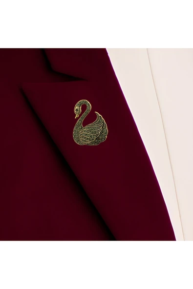 İnci Kuğu Motif Broş - 8