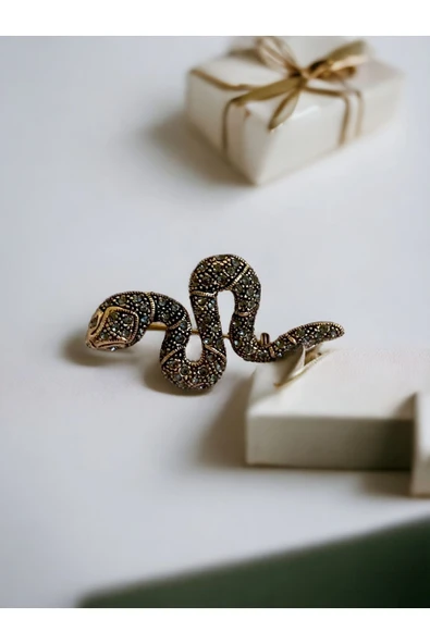 Black Diamond Swarovski Taşlı Yılan Broş