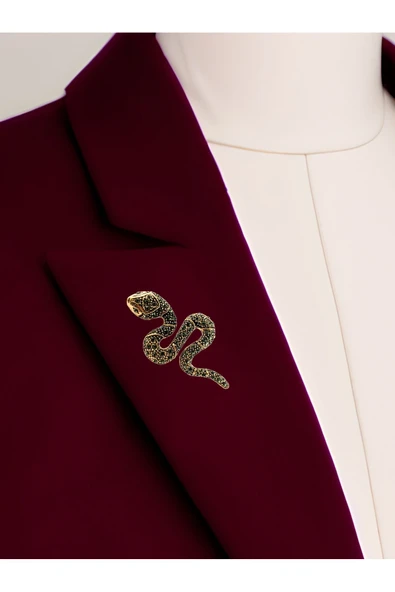 Black Diamond Swarovski Taşlı Yılan Broş - Resim 2