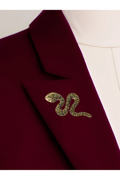 Black Diamond Swarovski Taşlı Yılan Broş - Resim 5