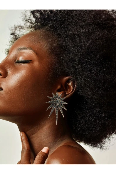 Zirkon Taşlı Kuzey Yıldızı Küpe - Resim 7