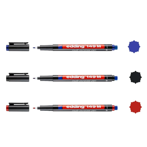 Edding 149 M Permanent Silgili Asetat Kalemi 1.0 mm 3 Renk Set
