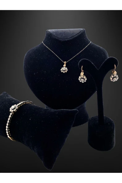 Zirkon Taşlı Papatya Desen Set - Resim 2