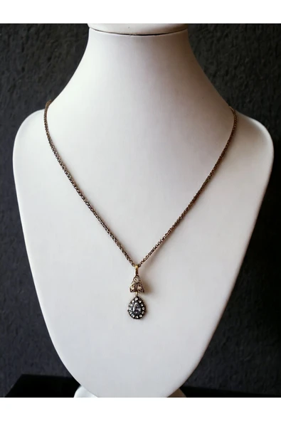 Oval Kesim Zirkon Taşlı Kolye - 3